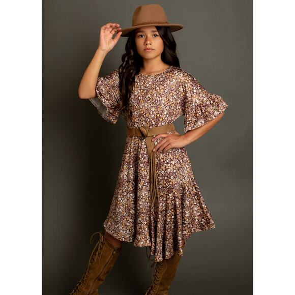 Joyfolie Other - Joyfolie Mia Joy Girl’s Emilia Dress in Brown Floral Size 7